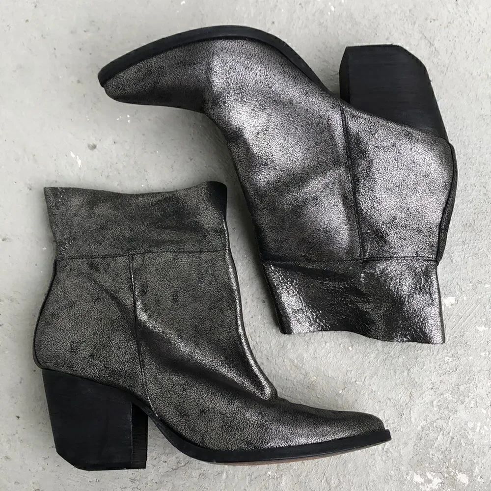 Schutz Crackle finish silver boots